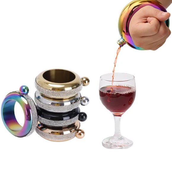 Rose Gold Bracelet Flask with Rhinestones For The Ladies! - Picture 2 of 5